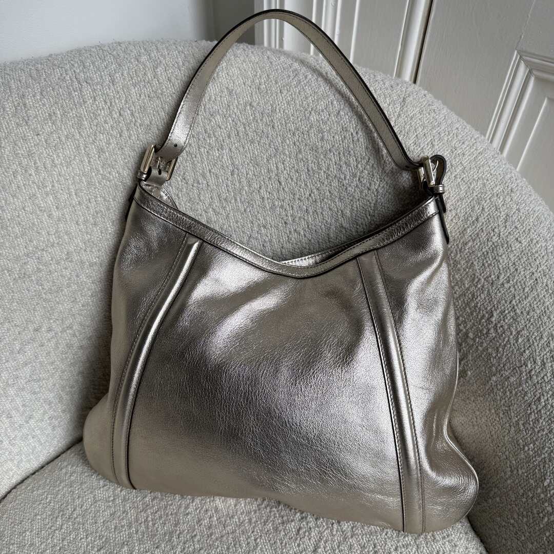 Gucci Britt Hobo Leather Metallic Gold Shoulder Bag