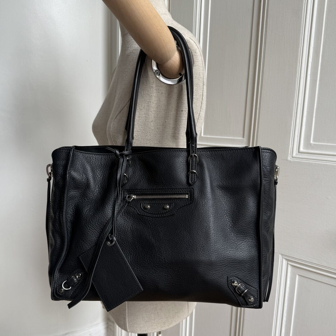 2011 Balenciaga Papier Black Leather Tote Bag