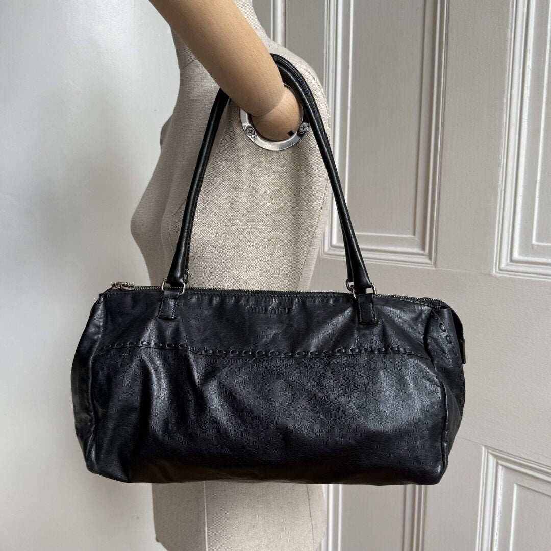 Archive Miu Miu Black Leather Shoulder Bag