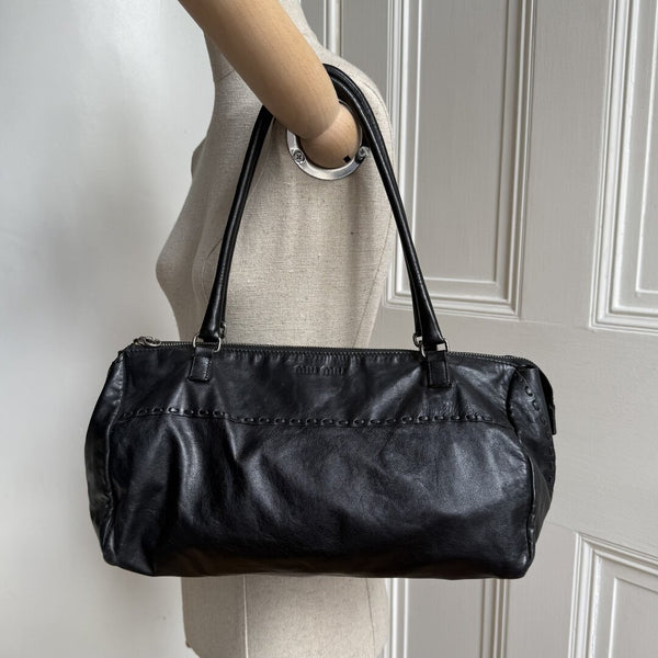 Archive Miu Miu Black Leather Shoulder Bag