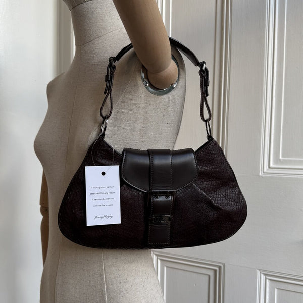 Dior Street Chic Snakeskin Brown Leather Shoulder Bag