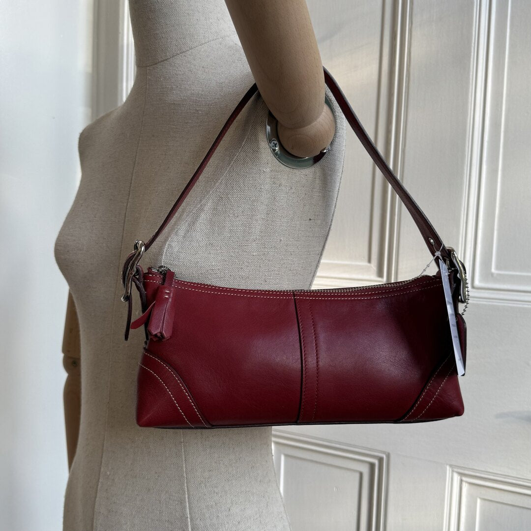 Coach Baguette Red Leather Shoulder Bag