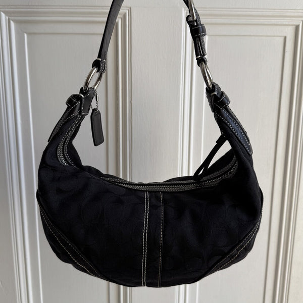 Coach Signature Croissant Black Shoulder Bag