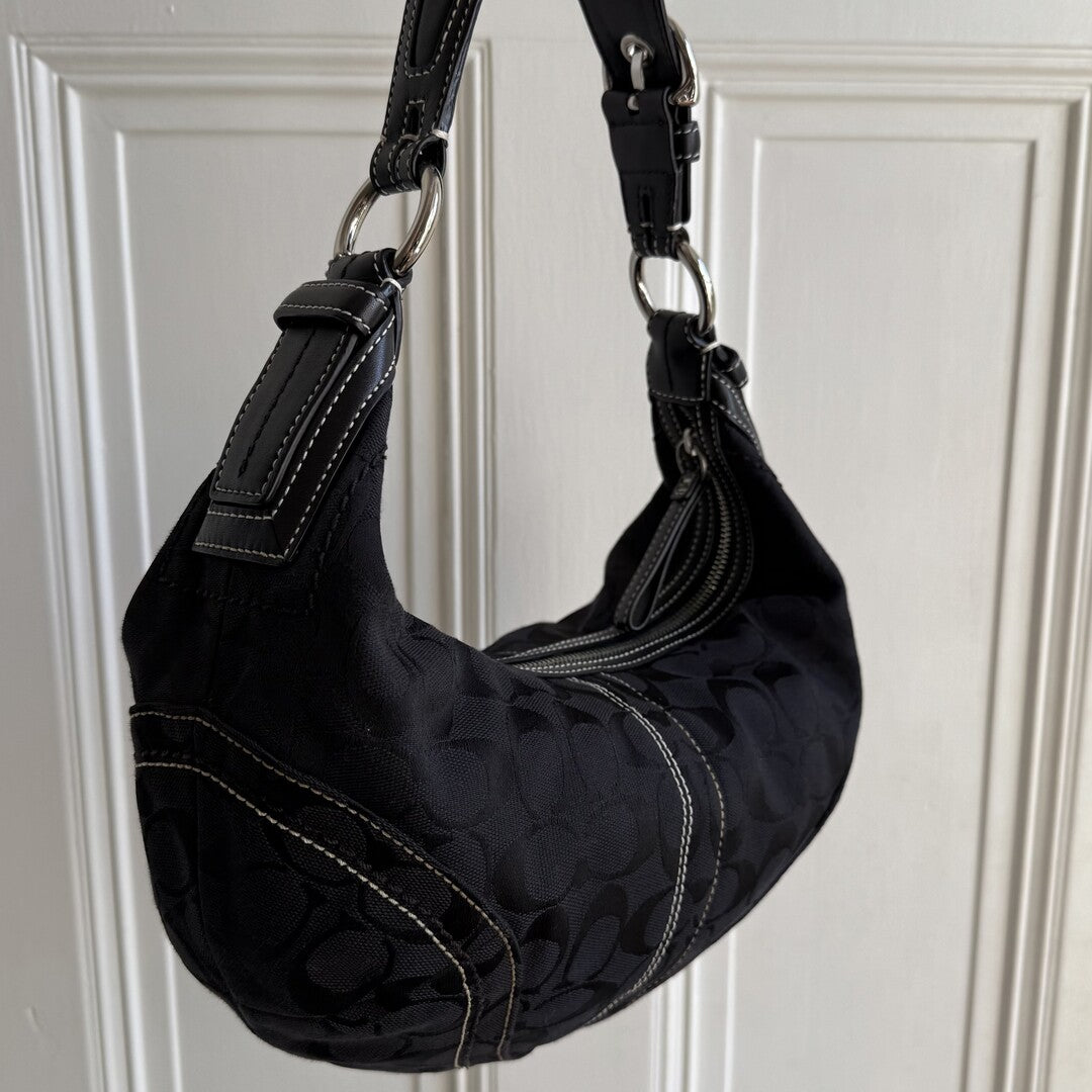 Coach Signature Black Croissant Shoulder Bag