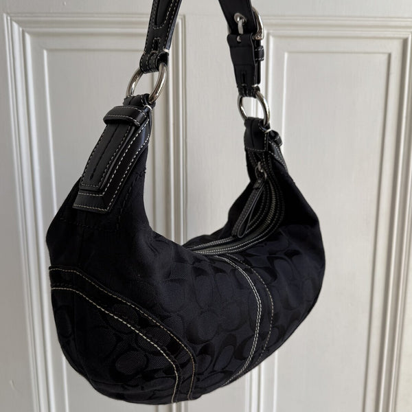 Coach Signature Croissant Black Shoulder Bag
