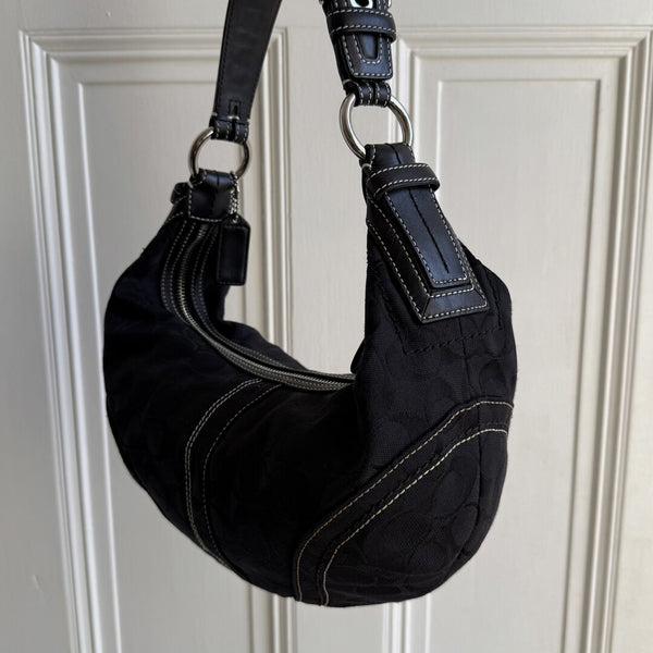 Coach Signature Black Croissant Shoulder Bag