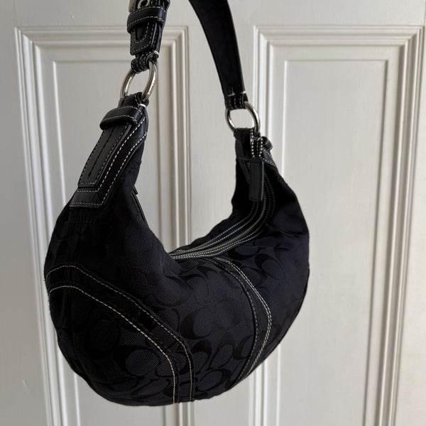 Coach Signature Croissant Black Shoulder Bag