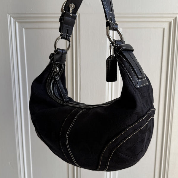 Coach Signature Croissant Black Shoulder Bag