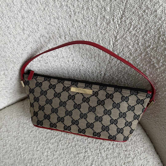 Gucci GG Monogram Red Boat Pochette Handbag