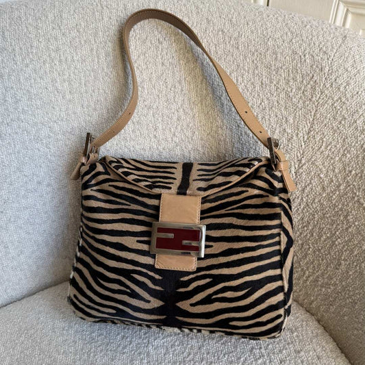 Fendi Mamma Zebra Pony Hair Shoulder Bag