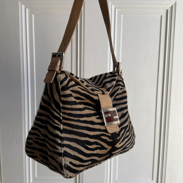Fendi Mamma Zebra Pony Hair Shoulder Bag