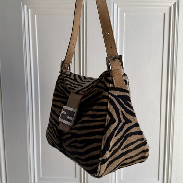 Fendi Mamma Zebra Pony Hair Shoulder Bag