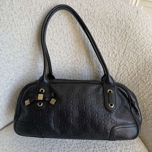 Gucci Guccissima Princy Black Leather Shoulder Bag