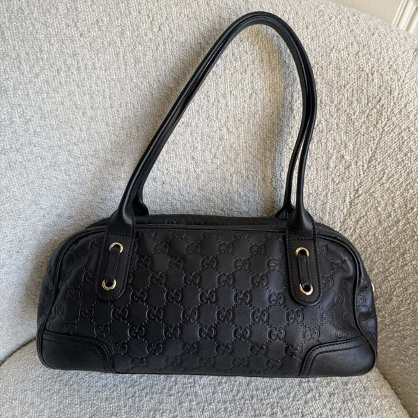 Gucci Guccissima Princy Black Leather Shoulder Bag