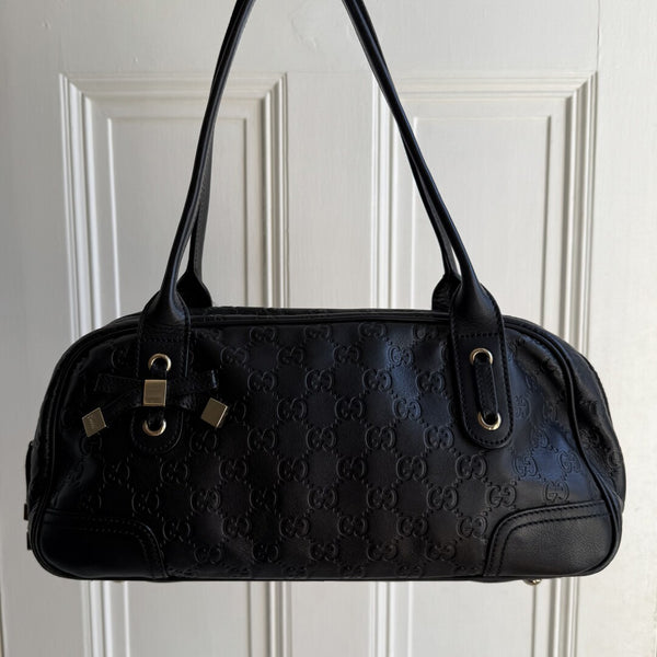 Gucci Guccissima Princy Black Leather Shoulder Bag