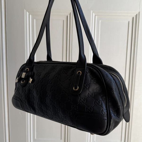 Gucci Guccissima Princy Black Leather Shoulder Bag