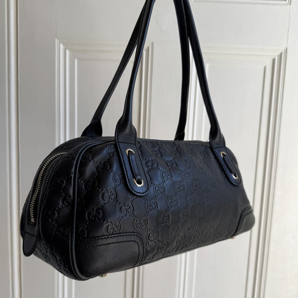 Gucci Guccissima Princy Black Leather Shoulder Bag