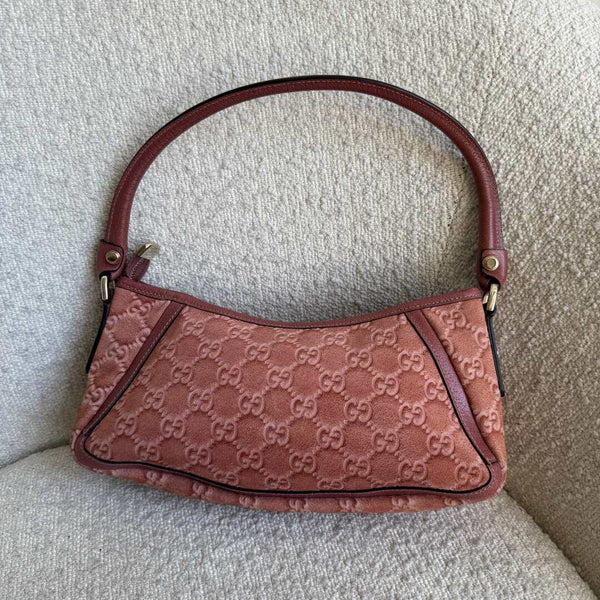 Gucci Guccissima Mini Abbey D Ring Suede Pink Shoulder Bag