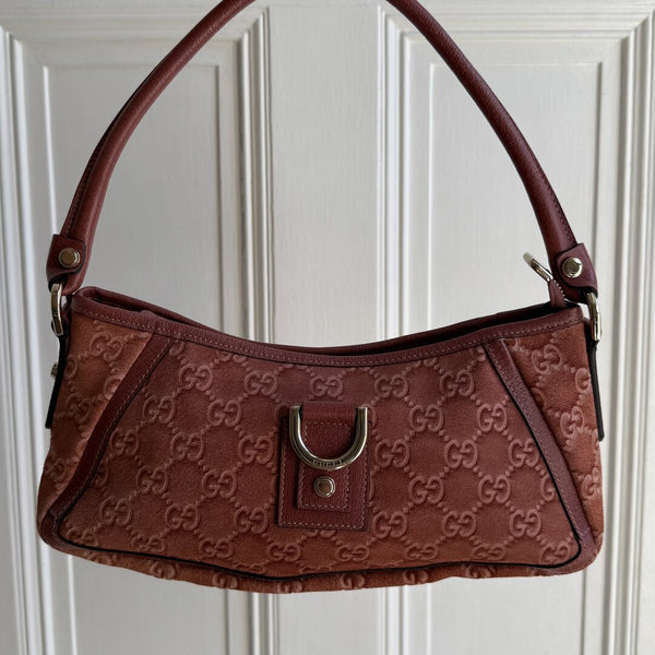 Gucci Guccissima Mini Abbey D Ring Suede Pink Shoulder Bag