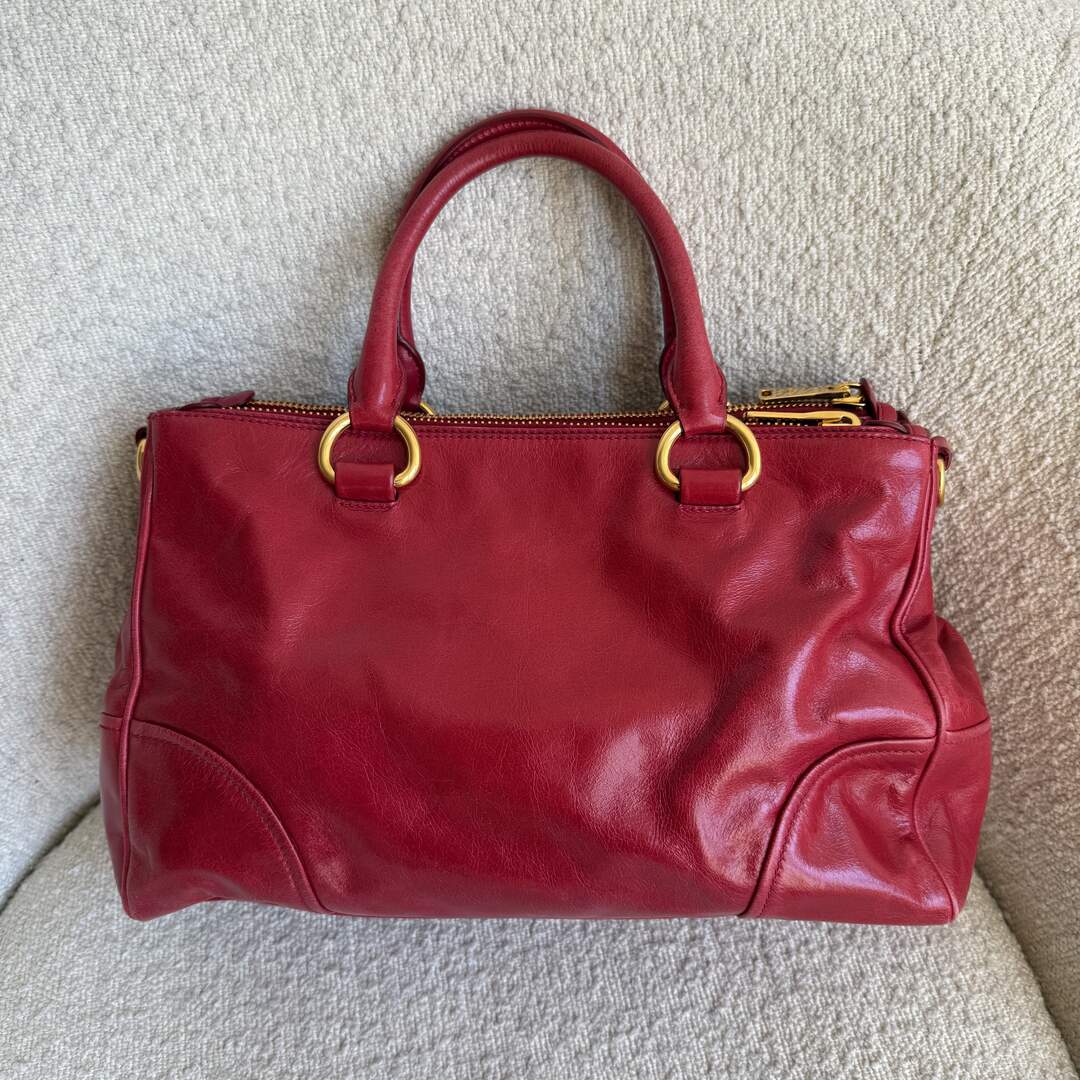 Miu Miu Vitello Shine Red Leather Handbag
