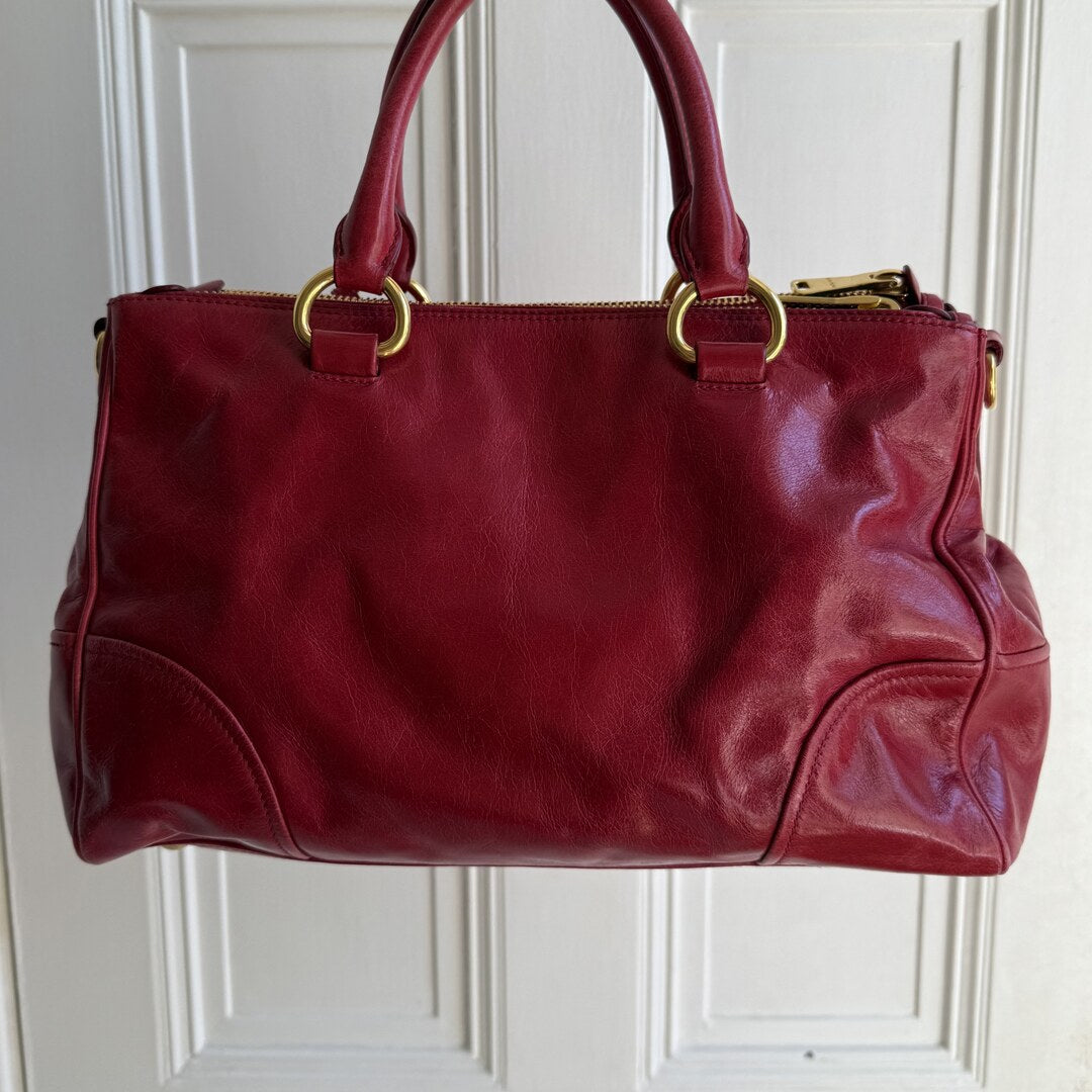 Miu Miu Vitello Shine Red Leather Handbag