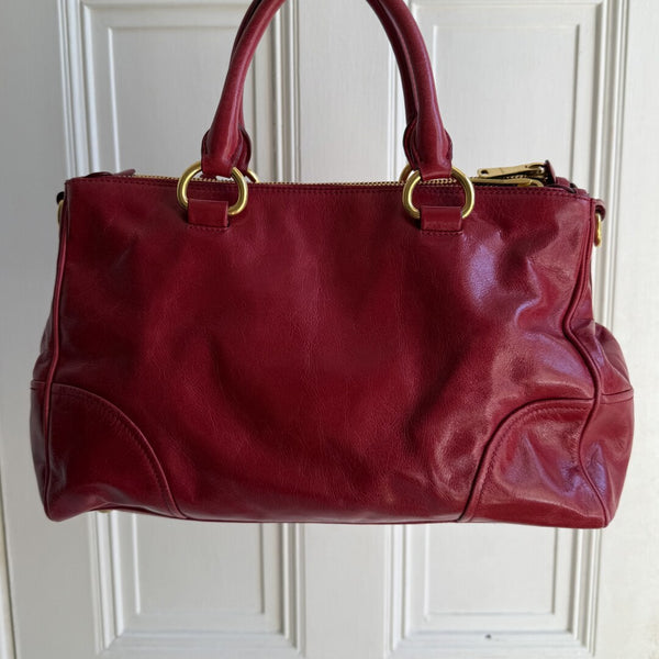 Miu Miu Vitello Shine Red Leather Handbag
