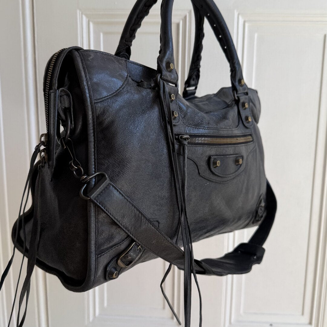 2010 Balenciaga City Leather Black Handbag