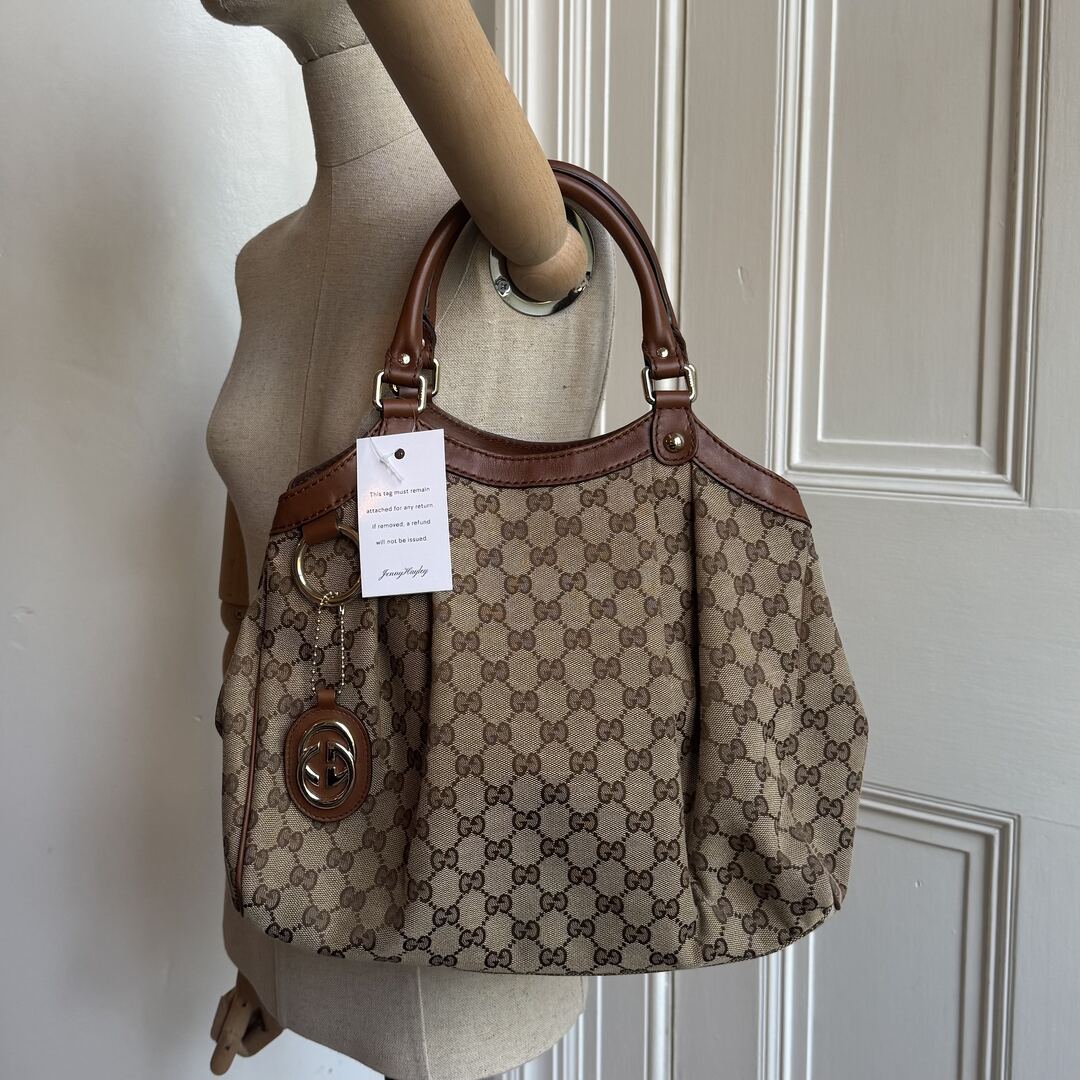 Gucci GG Canvas Sukey Brown Tote Bag