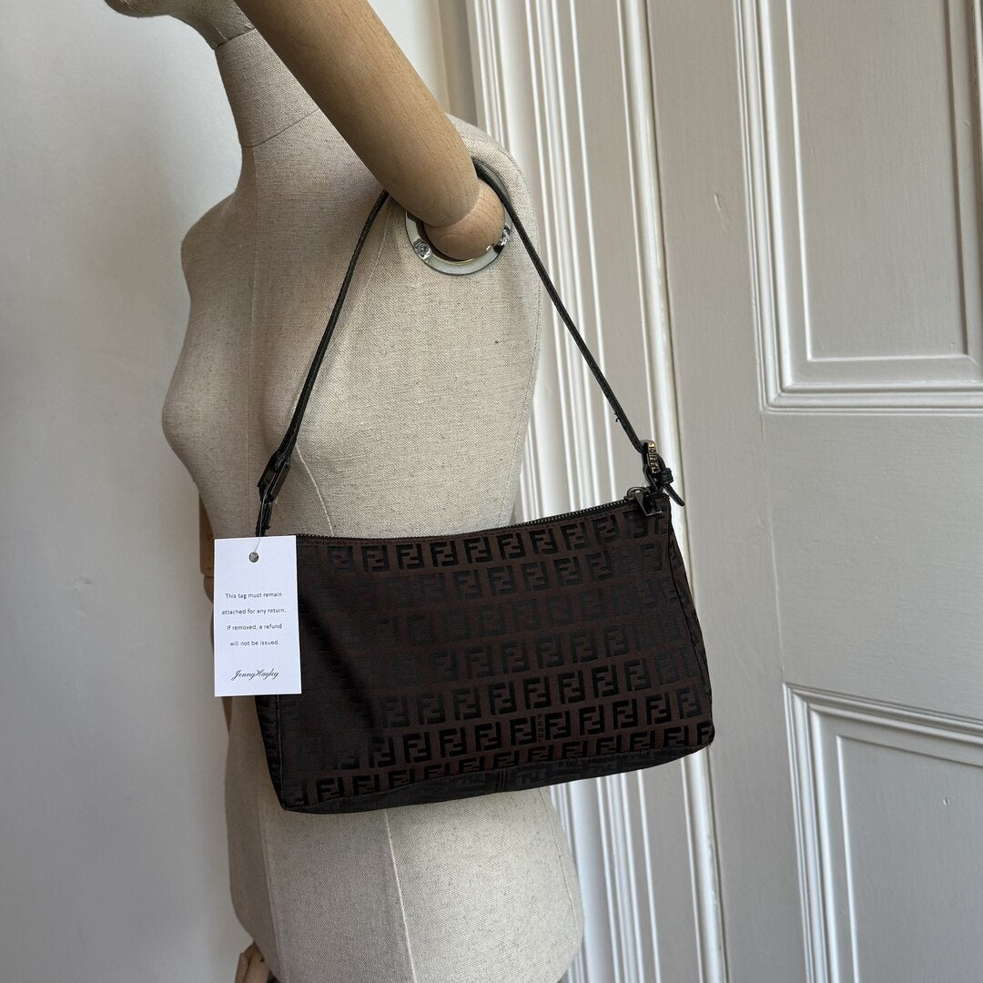 Fendi Zucchino Brown Shoulder Bag