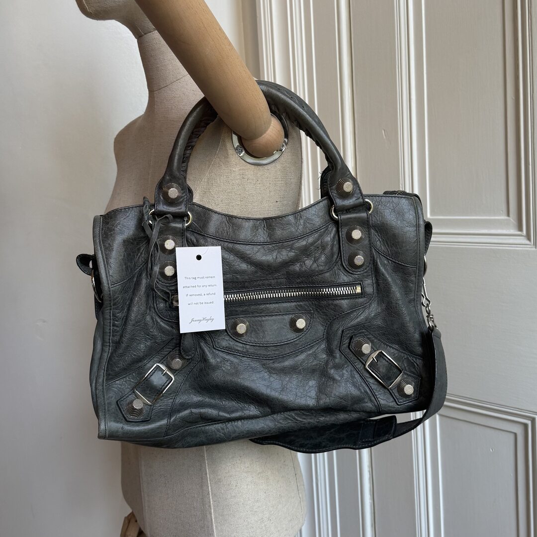 2000s Balenciaga Giant City 21 Leather Grey Handbag