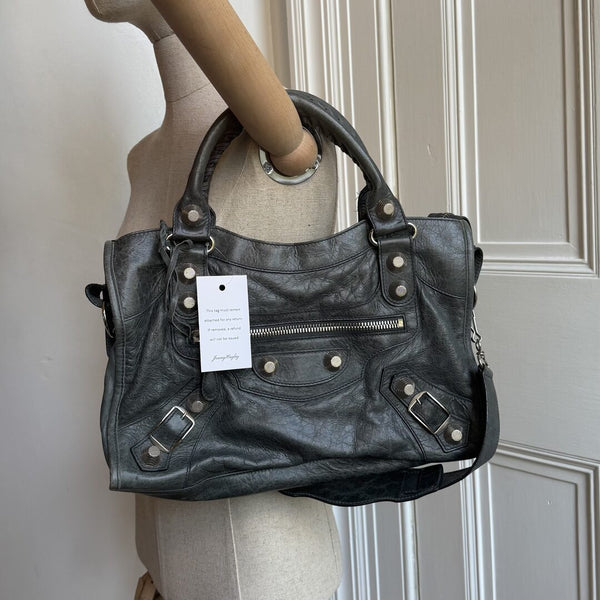 2000s Balenciaga Giant City 21 Leather Grey Handbag