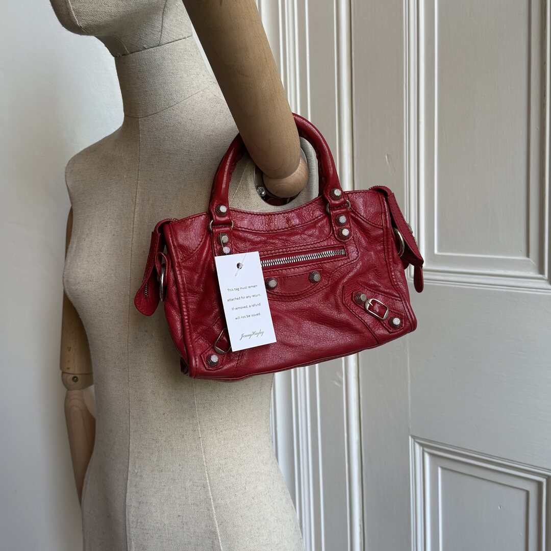 2018 Balenciaga Mini City Leather Red Handbag