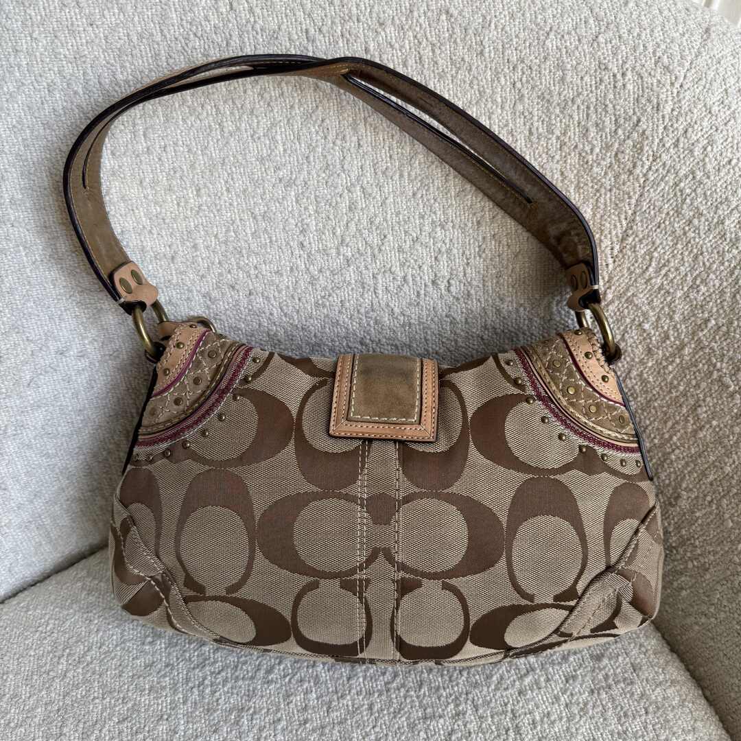 Coach Signature Soho Studded Beige Shoulder Bag