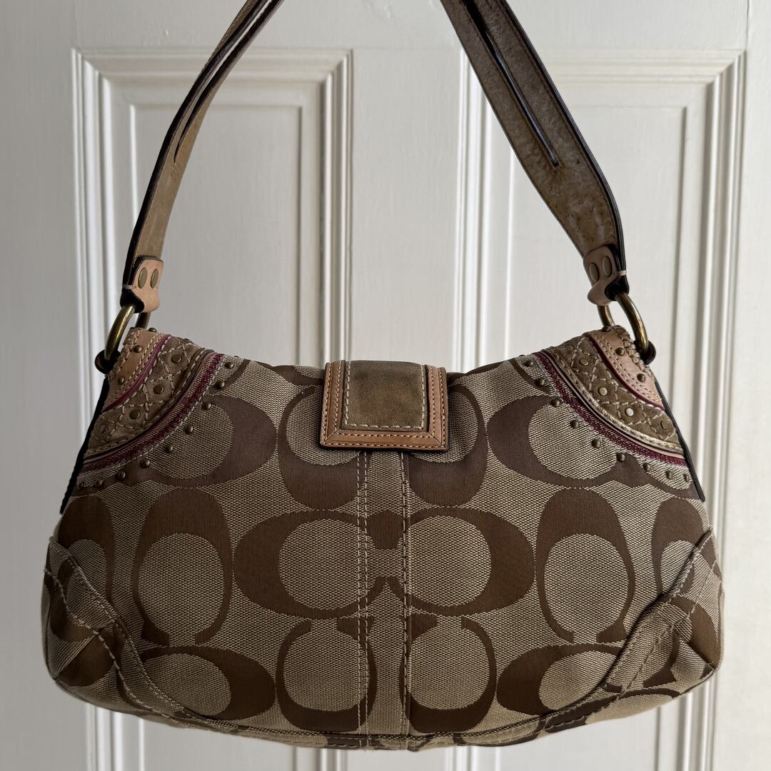 Coach Signature Soho Studded Beige Shoulder Bag