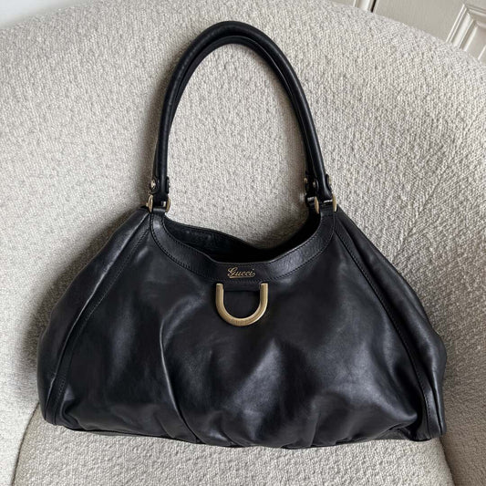 Gucci Abbey Black Leather Tote Bag