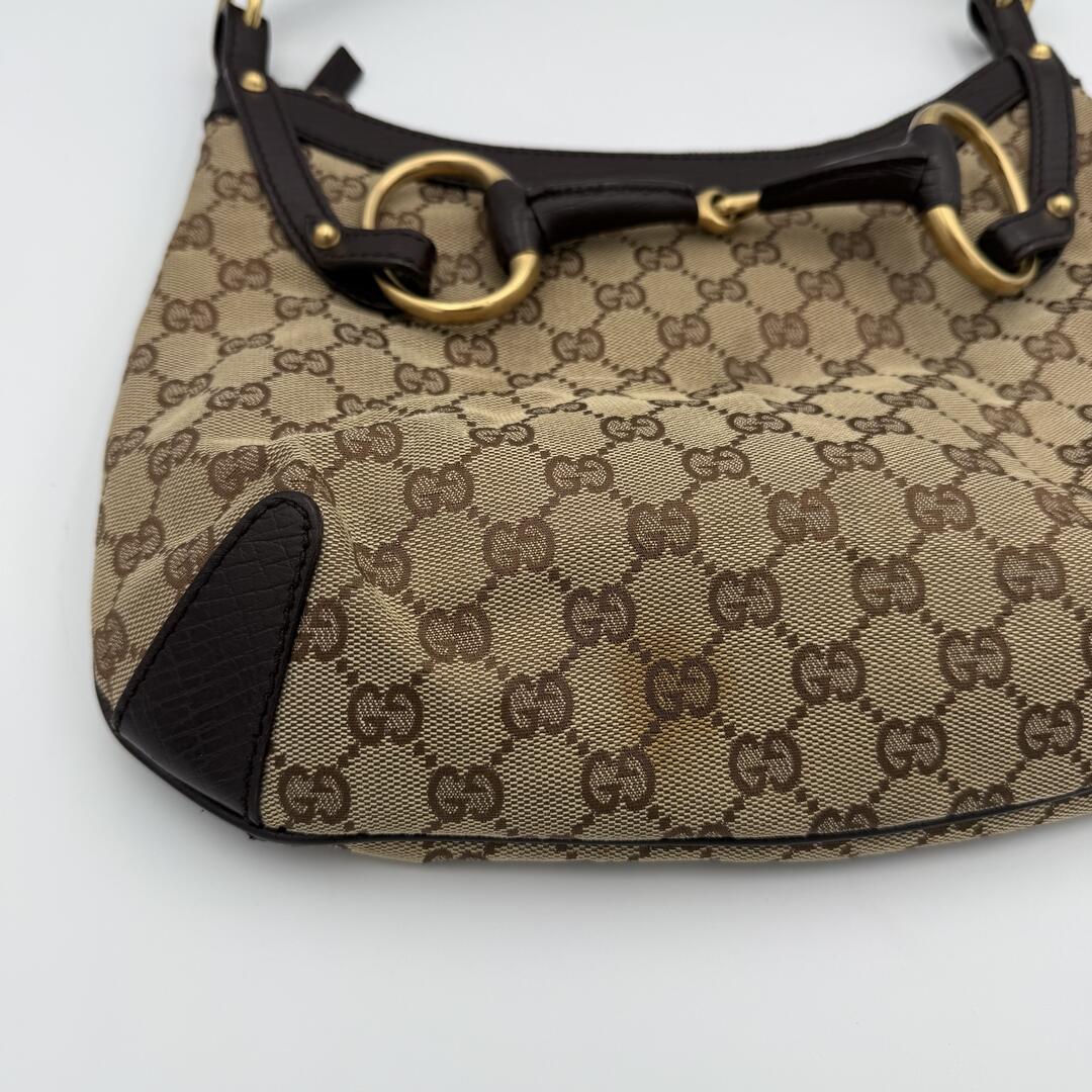 Gucci GG Canvas Horsebit Brown Shoulder Bag
