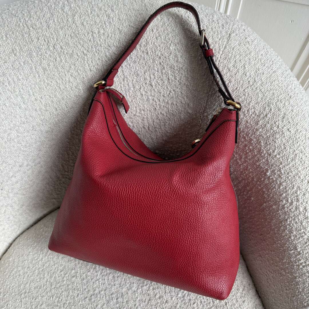 Gucci GG Charm Hobo Leather Red Shoulder Bag