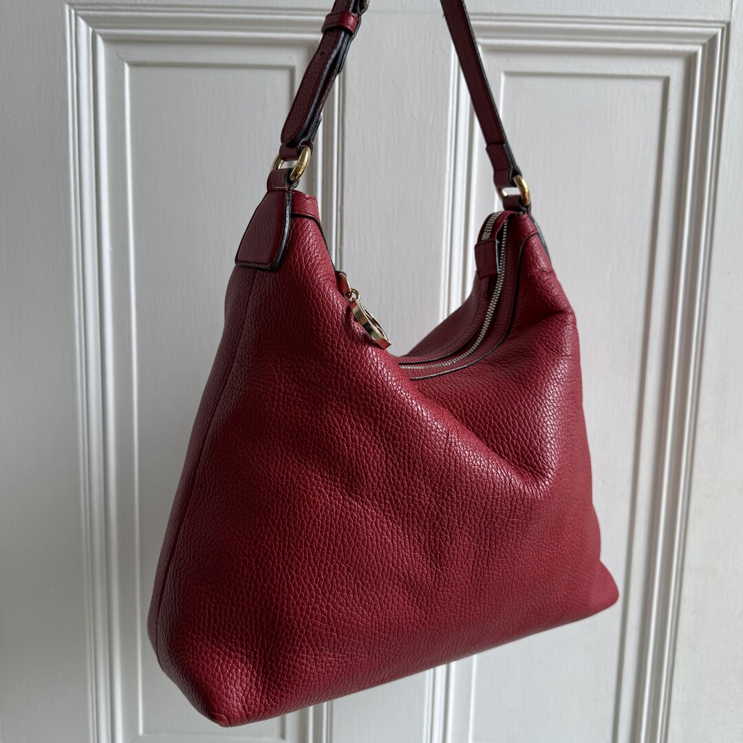 Gucci GG Charm Hobo Leather Red Shoulder Bag