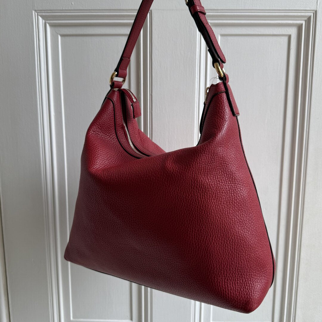 Gucci GG Charm Hobo Leather Red Shoulder Bag