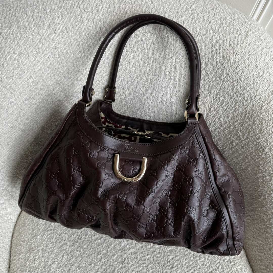 Gucci Guccissima Abbey Brown Leather Tote Bag