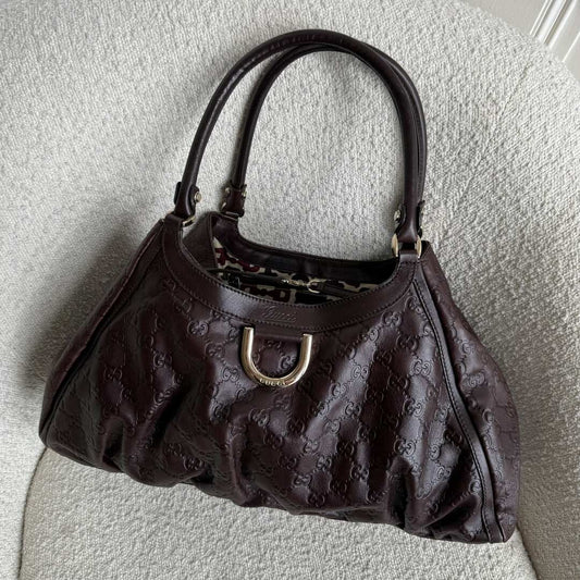 Gucci Guccissima Abbey Brown Leather Tote Bag