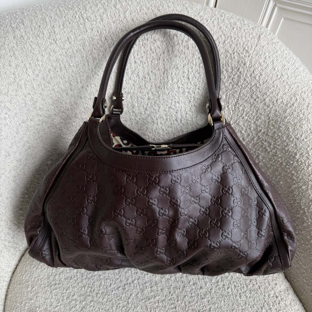 Gucci Guccissima Abbey Brown Leather Tote Bag