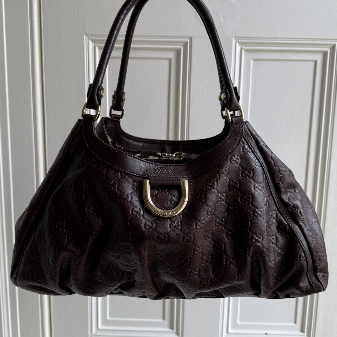 Gucci Guccissima Abbey Brown Leather Tote Bag