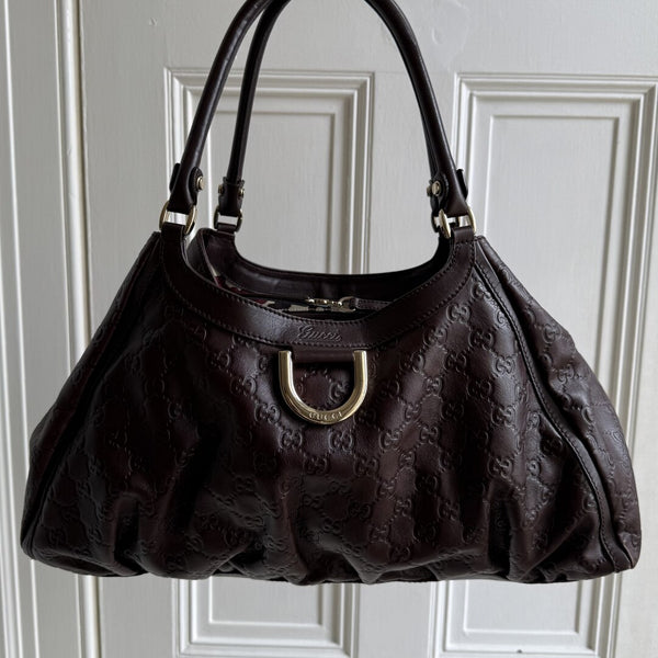 Gucci Guccissima Abbey Brown Leather Tote Bag
