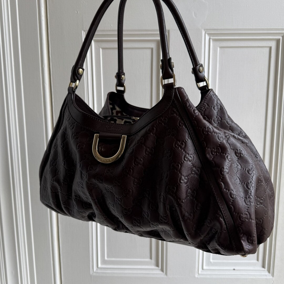 Gucci Guccissima Abbey Brown Leather Tote Bag