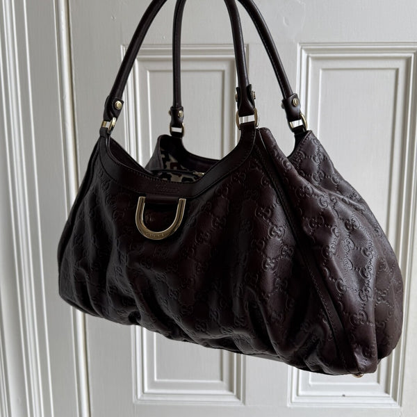 Gucci Guccissima Abbey Brown Leather Tote Bag