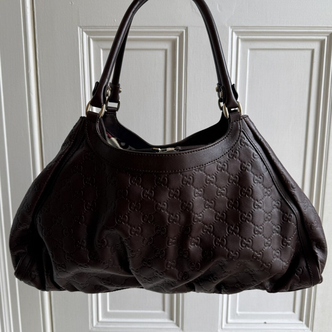 Gucci Guccissima Abbey Brown Leather Tote Bag