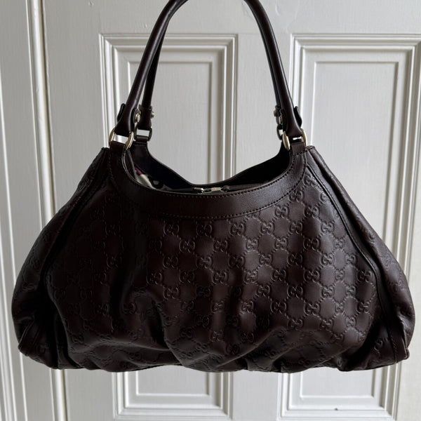 Gucci Guccissima Abbey Brown Leather Tote Bag