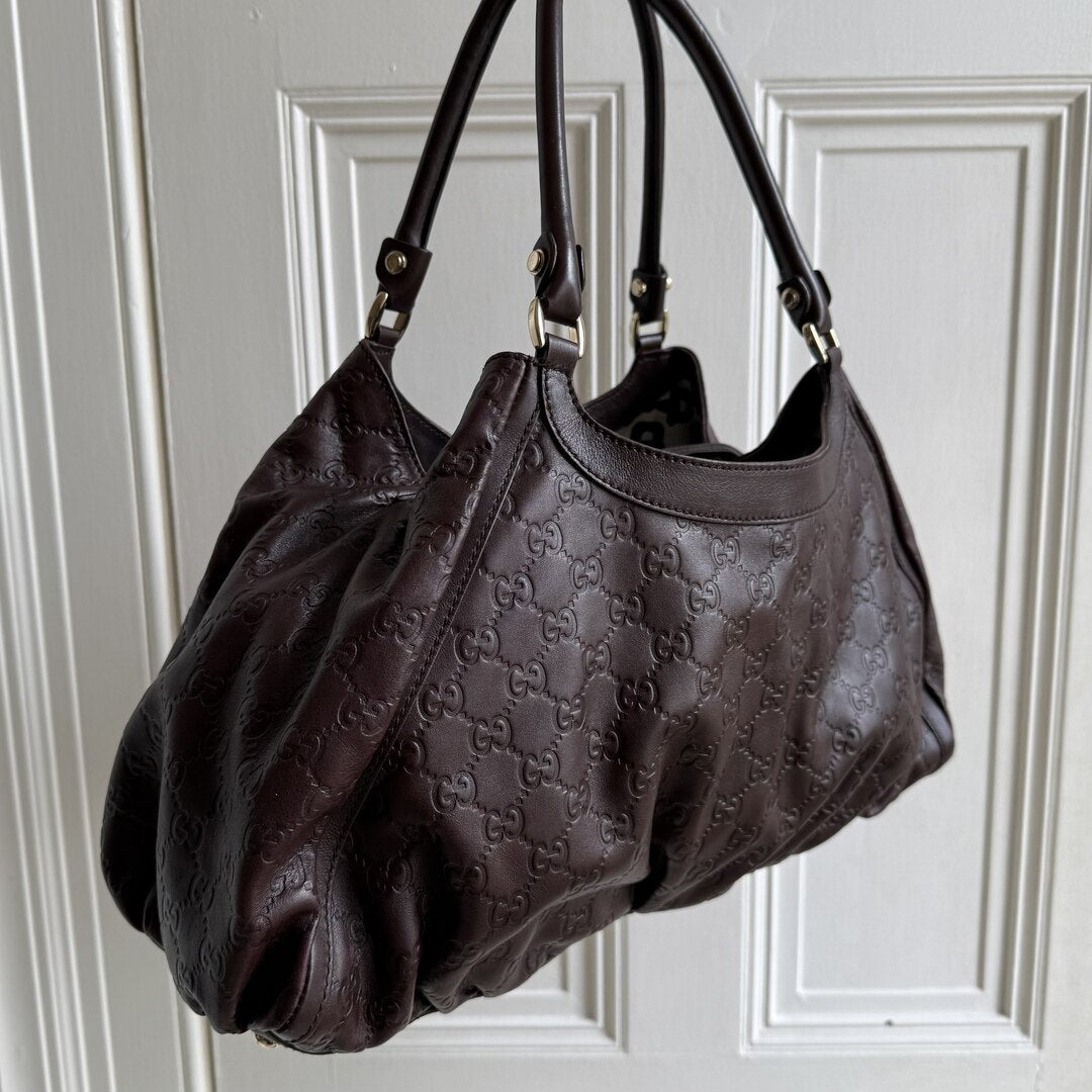 Gucci Guccissima Abbey Brown Leather Tote Bag