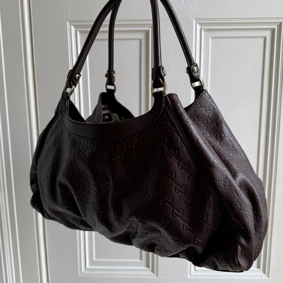 Gucci Guccissima Abbey Brown Leather Tote Bag